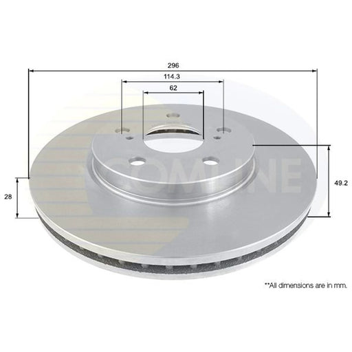Comline 2 x Internally Vented Front Brake Discs ADC01112V