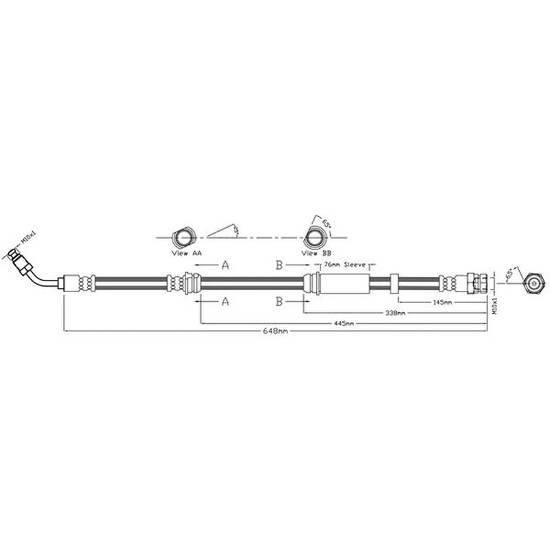 Juratek Brake Hydraulic Hose Line Front Left JBH1632L