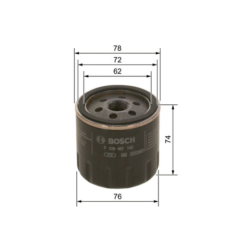 Genuine Bosch Car Oil Filter P7143 Fits Vw Up Bluemotion - 1.0 - 11-20 F02640714 Bosch  - Town Parts