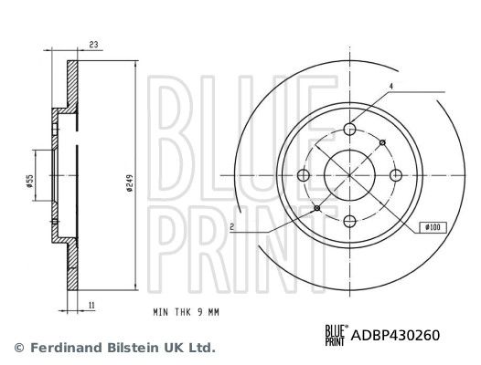 Blue Print 2 x Brake Disc Set Solid Rear