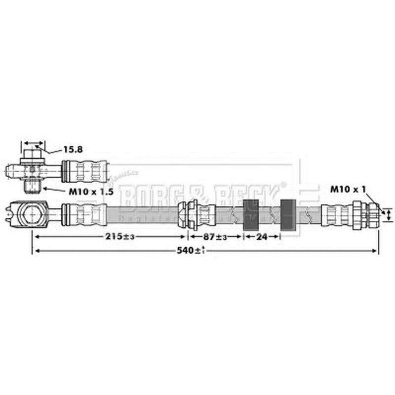 Borg & Beck Brake Hydraulic Hose Line Front Left BBH6851