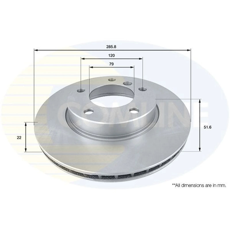 Comline 2 x Internally Vented Front Brake Discs ADC1702V