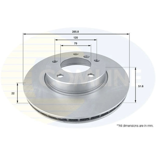 Comline 2 x Internally Vented Front Brake Discs ADC1702V