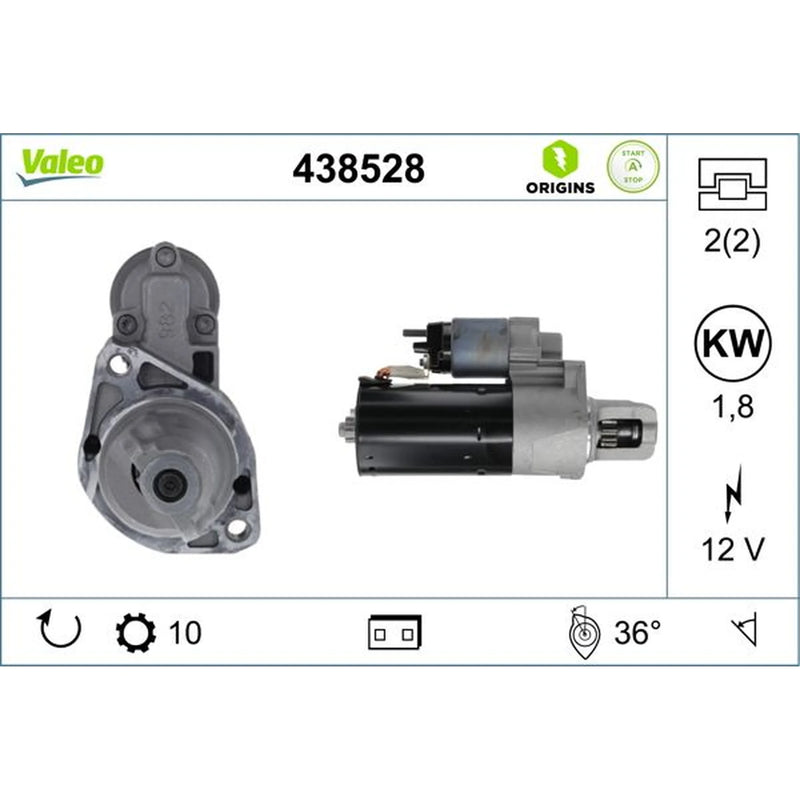 Valeo Starter Motor 12V 1.8kW 10 Teeth 438528