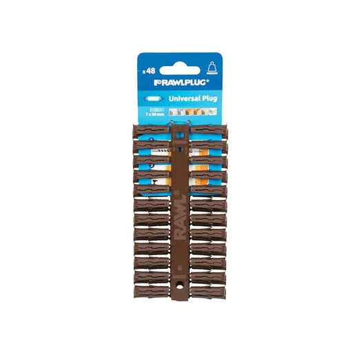 Rawlplug Brown UNO® Plugs 7 x 30mm (Card 48) - R-U1-BRN-48-C