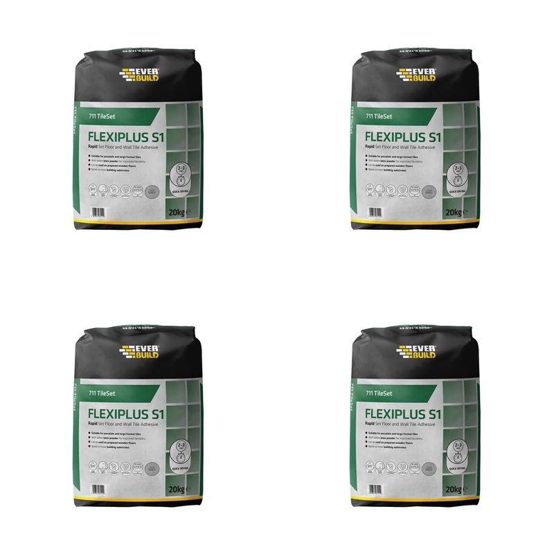 Everbuild Sika 711 TileSet Flexiplus Tile Adhesive Grey 20kg - 486660