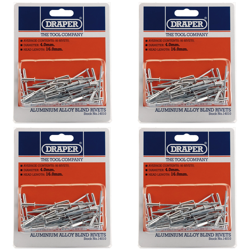 Draper Blind Rivets, 50 Pieces, Aluminium with Steel Mandrel