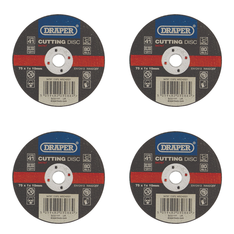 Draper Metal Cutting Disc, 75mm, Pack Options Available