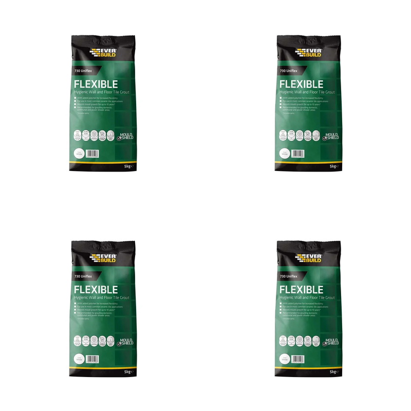 Everbuild Sika 730 Uniflex Hygienic Tile Grout White 5kg - 486468