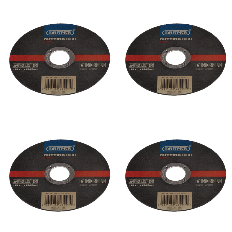 Draper Stainless-Steel Cutting Disc 115mm - Multi-Pack Options