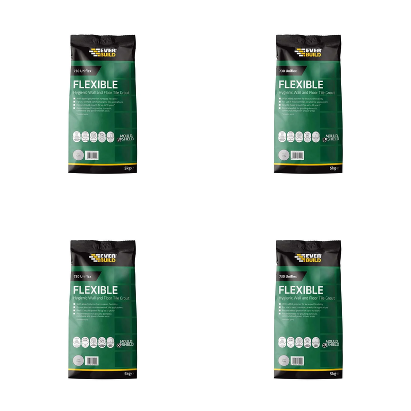 Everbuild Sika 730 Uniflex Hygienic Tile Grout Grey 5kg - 486465