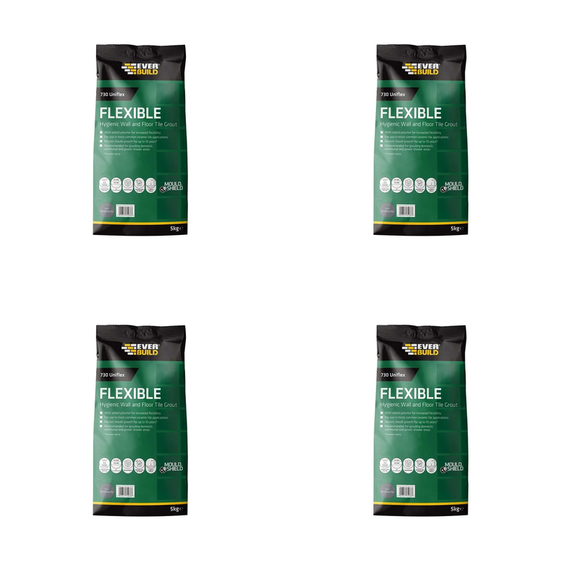 Everbuild Sika 730 Uniflex Hygienic Tile Grout Anthracite 5kg - 486045