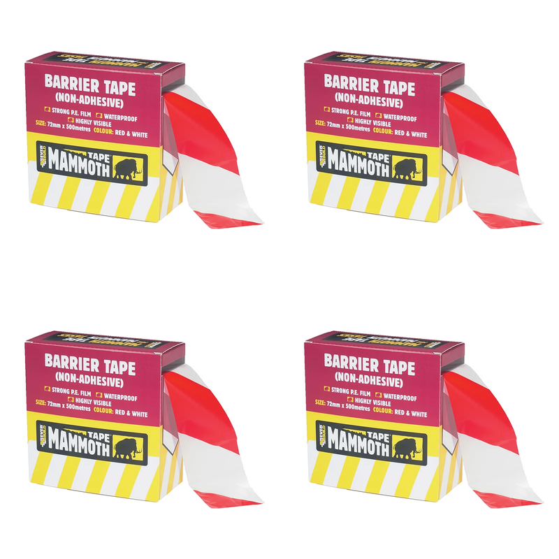 Everbuild Sika Mammoth Barrier Tape Red/White 72mm x 500m - 482932