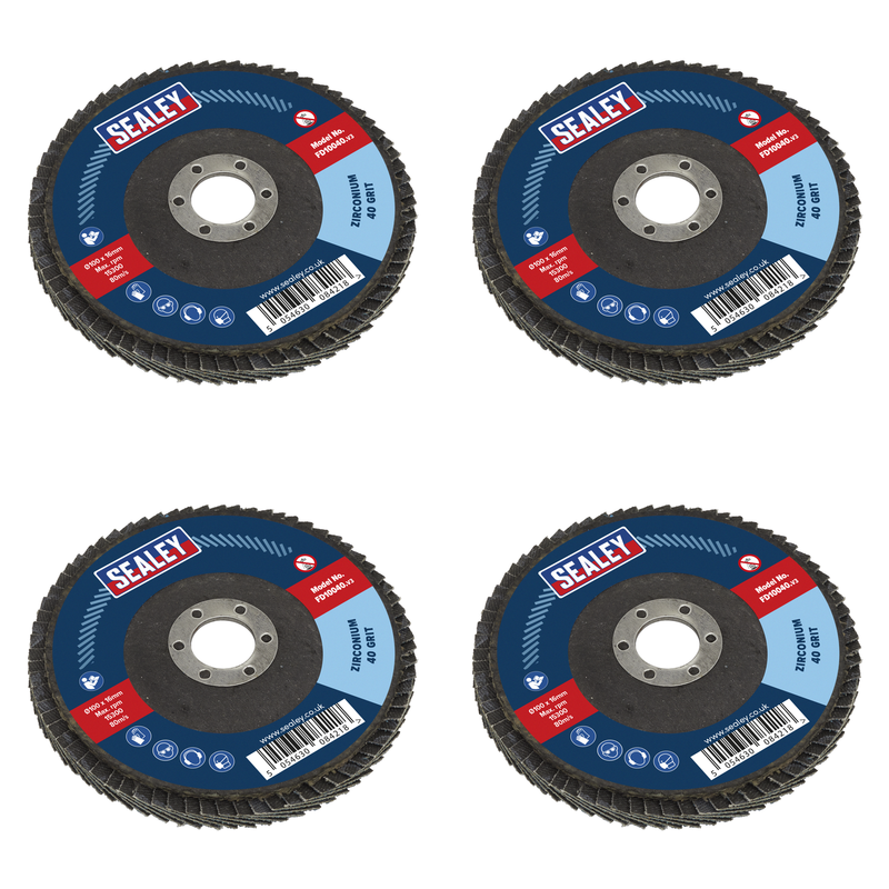 Sealey 100mm Zirconium Flap Disc 40Grit 16mm Bore - FD10040 Trade Quality