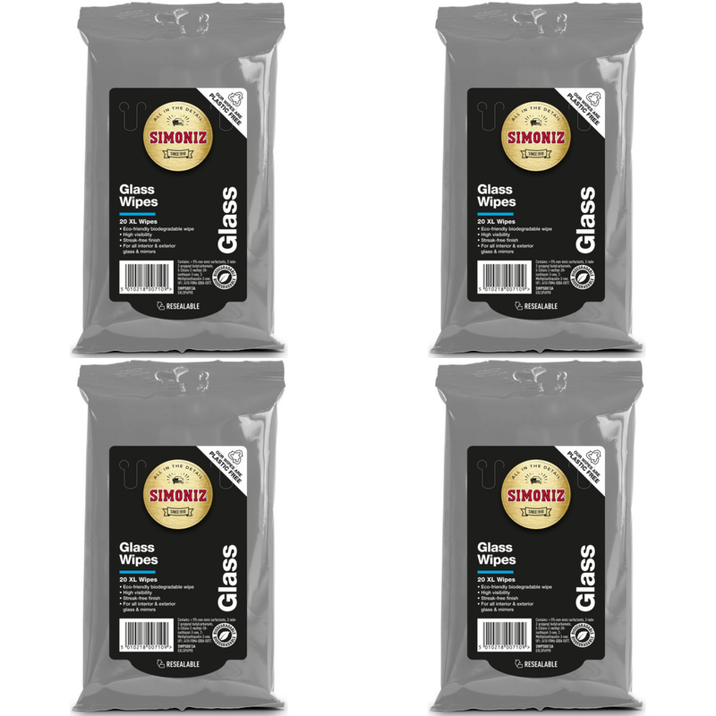 Simoniz Car Glass Wipes - Pack of 20, Eco-Friendly
