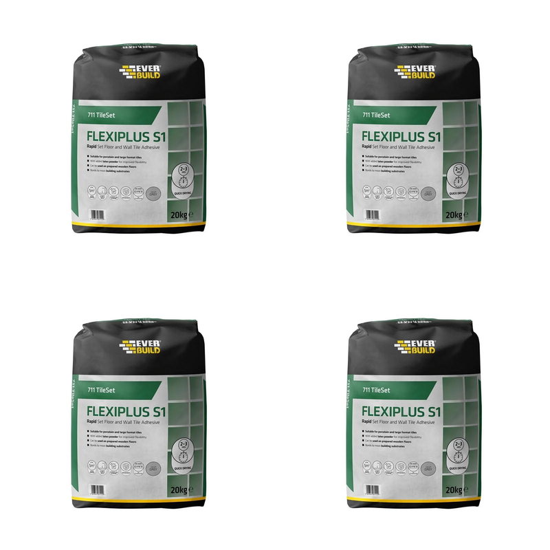 Everbuild Sika 711 TileSet Flexiplus Tile Adhesive White 20kg - 695062