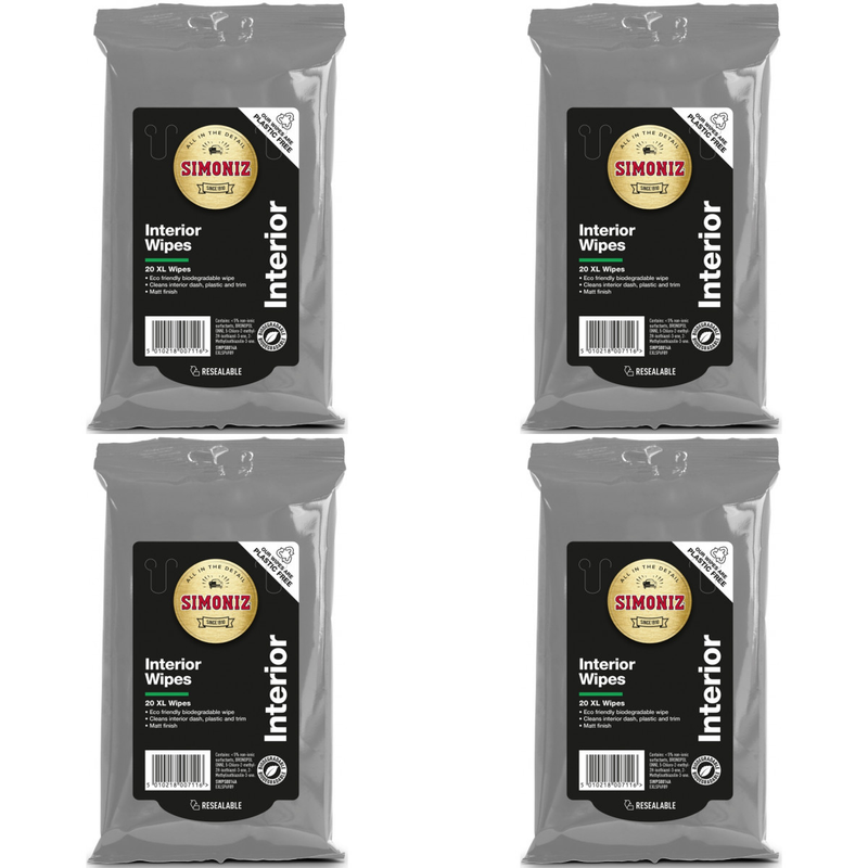 Simoniz Interior Wipes XL - Eco-Friendly Pack of 20