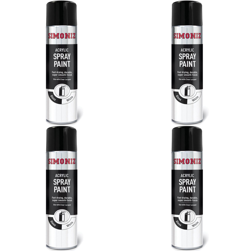 Simoniz Large Gloss White Acrylic Aerosol Spray Paint 500ml