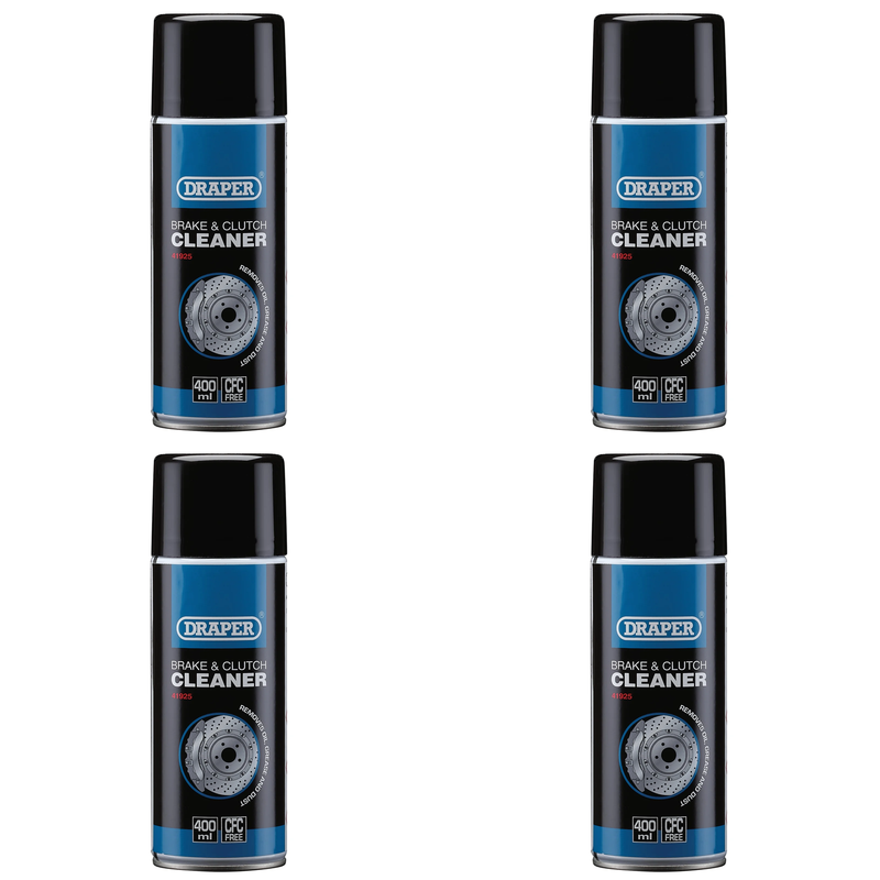 Draper Brake and Clutch Cleaner Spray, 400ml - Multi-Pack Options