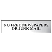 Scan No Free Newspapers Or Junk Mail - Polished Chrome Effect 200 x 50mm - 6023C