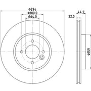 Mintex 2 x Internally Vented Front Brake Discs MDC2197