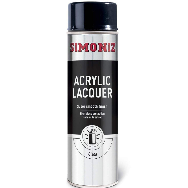 Simoniz Clear Acrylic Lacquer Spray Paint 500ml - High Gloss Finish