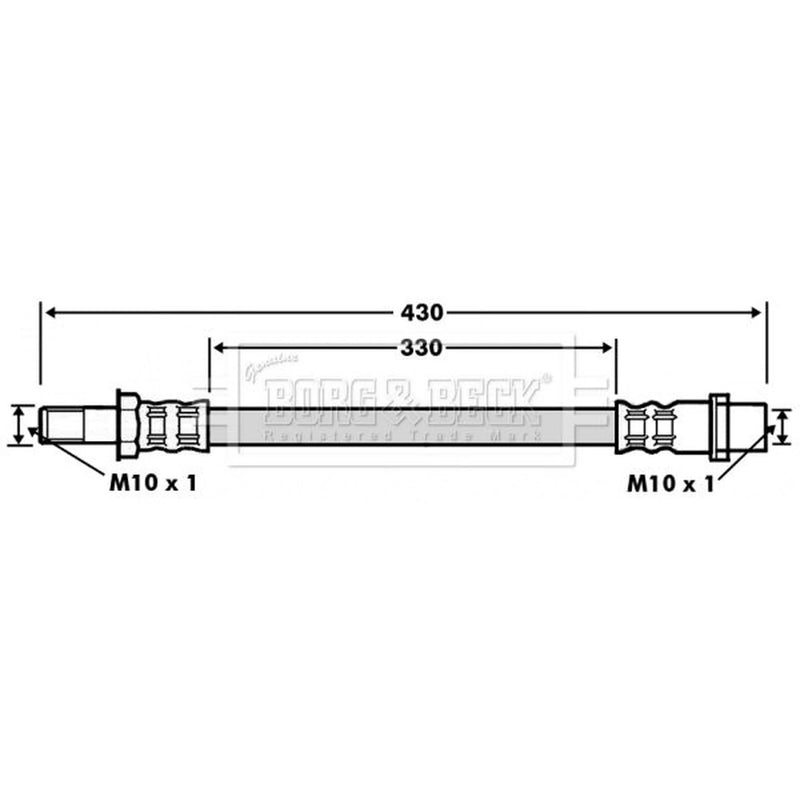 Borg & Beck Brake Hydraulic Hose Line Front Left BBH7496