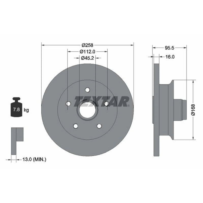 Textar 2 x Solid Front Brake Discs 92053000