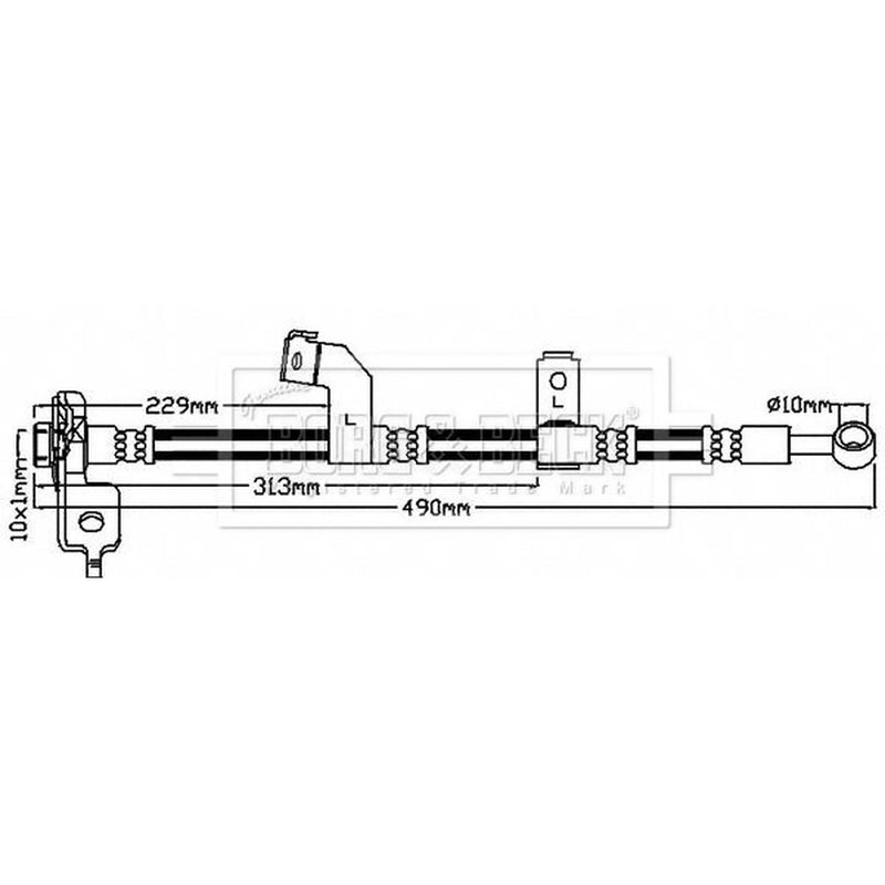 Borg & Beck Brake Hydraulic Hose Line Front Left BBH8137