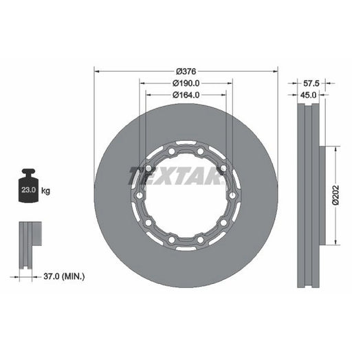 Textar 2 x Internally Vented Brake Discs 93193400