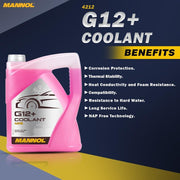 5L MANNOL RED Coolant Antifreeze G12+ Ready Mixed Long Life German Hi Spec