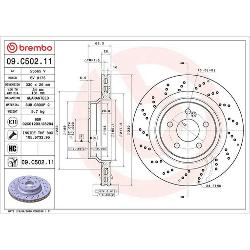 Brembo 2 x / Rear Brake Discs 09.C502.11