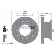 Textar 2 x Externally Vented Brake Discs 93117700