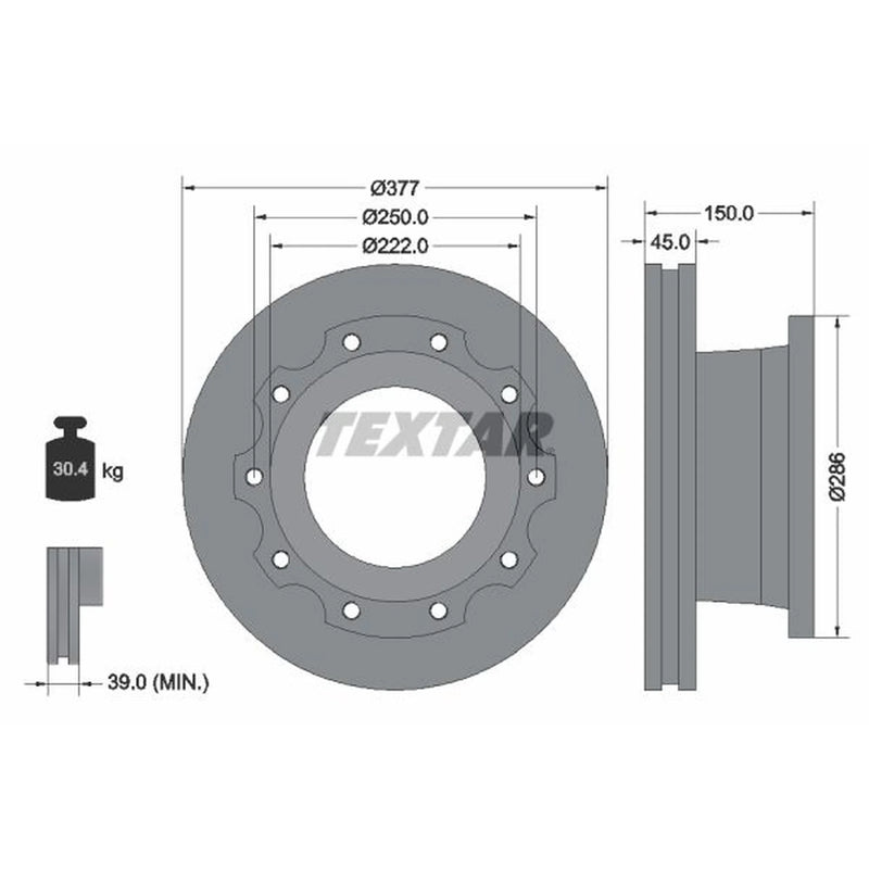 Textar 2 x Externally Vented Brake Discs 93117700
