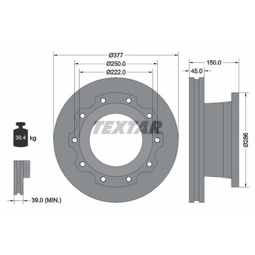 Textar 2 x Externally Vented Brake Discs 93117700