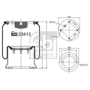 Febi Air Suspension Bellow 260mm Rear 20413