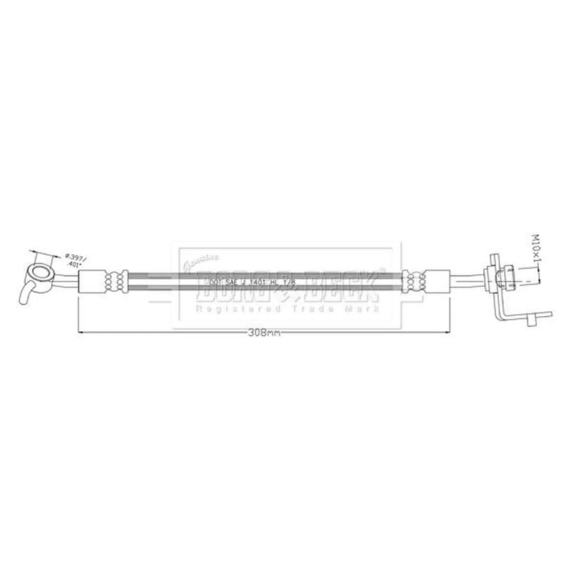 Borg & Beck Brake Hydraulic Hose Line Rear Left BBH8927