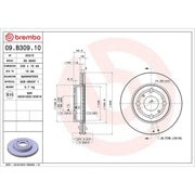 Brembo 2 x Internally Vented Front Brake Discs 09.B309.10