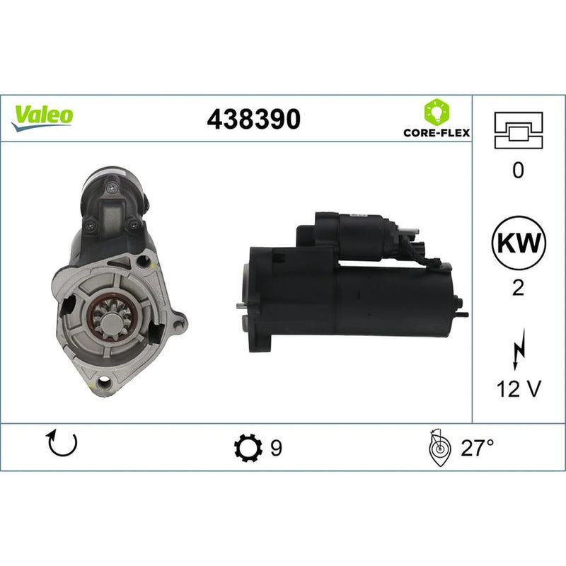 Valeo Starter Motor 12V 2kW 9 Teeth 438390