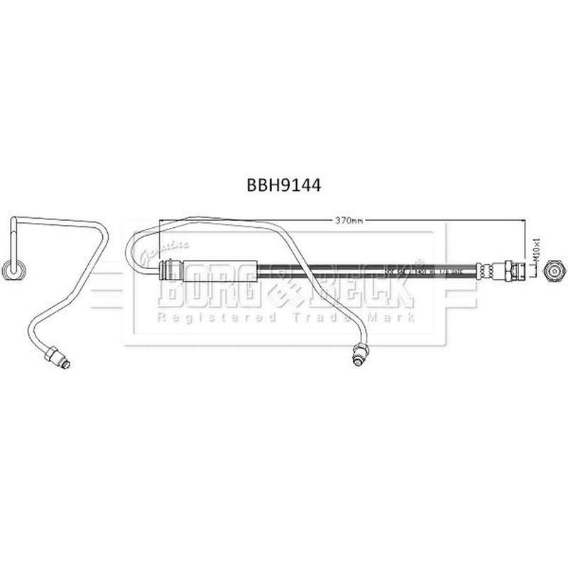 Borg & Beck Brake Hydraulic Hose Line Front Left BBH9144