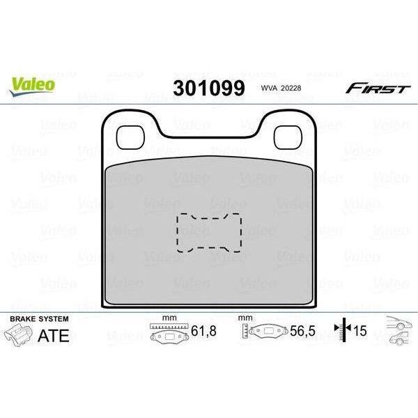 Genuine Valeo Brake Pads Ess Fits MercedesR107 Front/Rr Valeo  - Town Parts