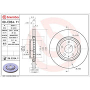 Brembo 2 x Internally Vented Front Brake Discs 09.E034.11