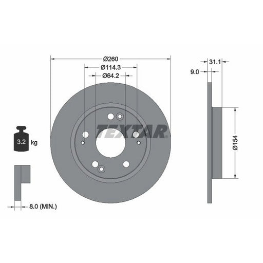 Textar 2 x Solid Rear Brake Discs 92224103