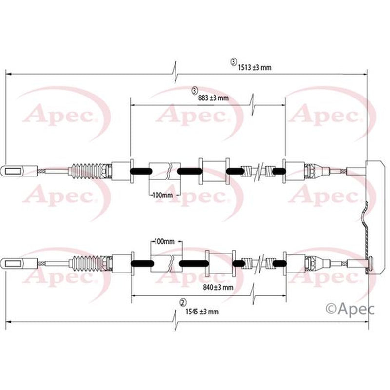Apec Handbrake Cable Left Rear CAB1483