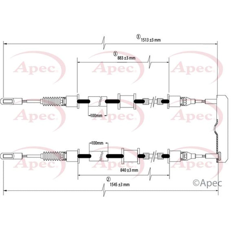 Apec Handbrake Cable Left Rear CAB1483