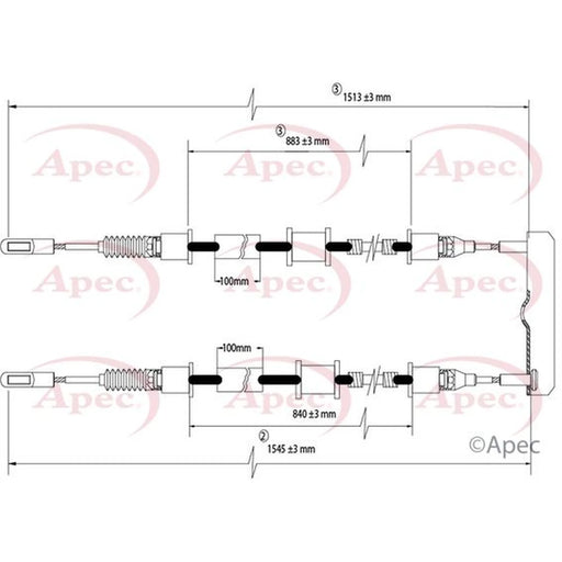 Apec Handbrake Cable Left Rear CAB1483