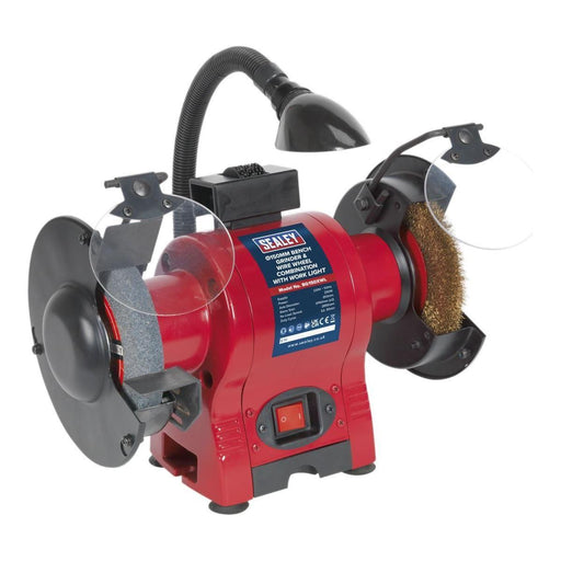 Sealey Bench Grinder150mm & Wire Wheel Combination with Worklight 250W/230V Sealey  - Town Parts