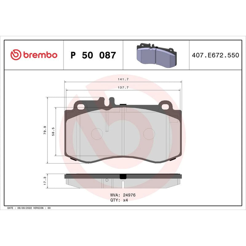 Brembo 4 x Front Brake Pad Set P50087