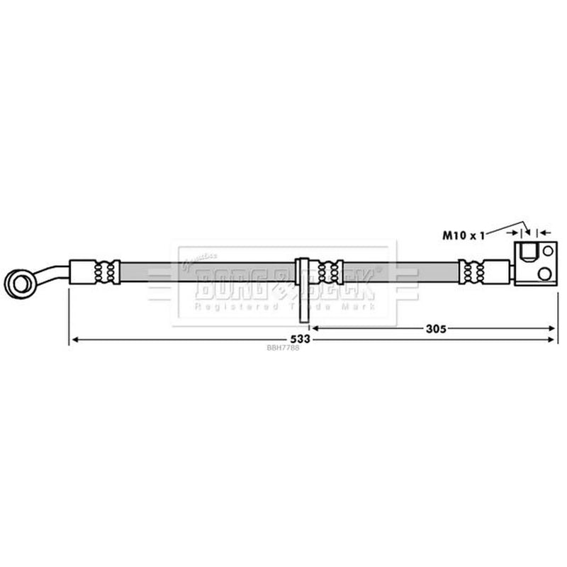 Borg & Beck Brake Hydraulic Hose Line Front Left BBH7788