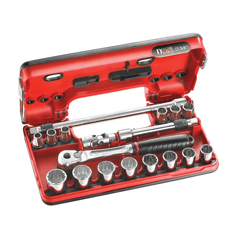 Facom 3/8in Drive Socket Detection Box Socket Set, 18 Piece - JL.DBOX501